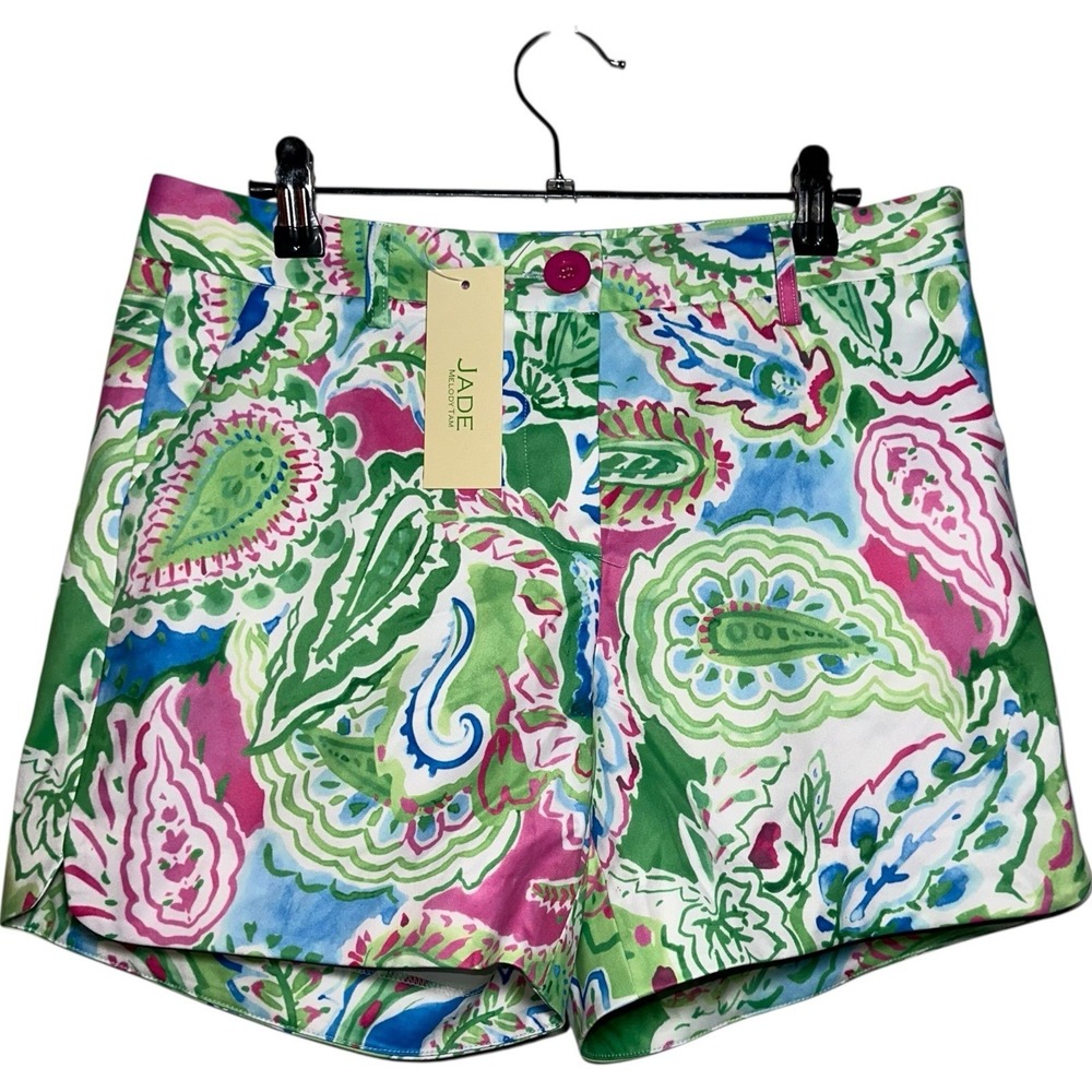 Jade Melody Tam Bowen Shorts Meadow Paisley Women 6‎ Pink Green Preppy NWT